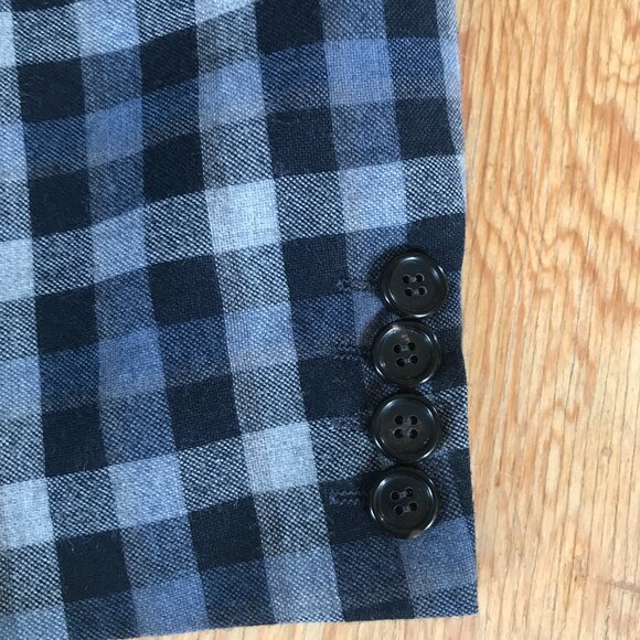 Blue & Grey Check Hugo Boss Wool Blazer - Picture 7 of 16